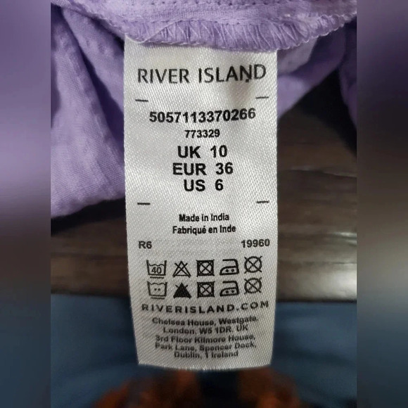 Nwt River Island Seersucker Ruffle shoulder Wrap mini sundress purple 6 ASOS - Picture 7 of 7